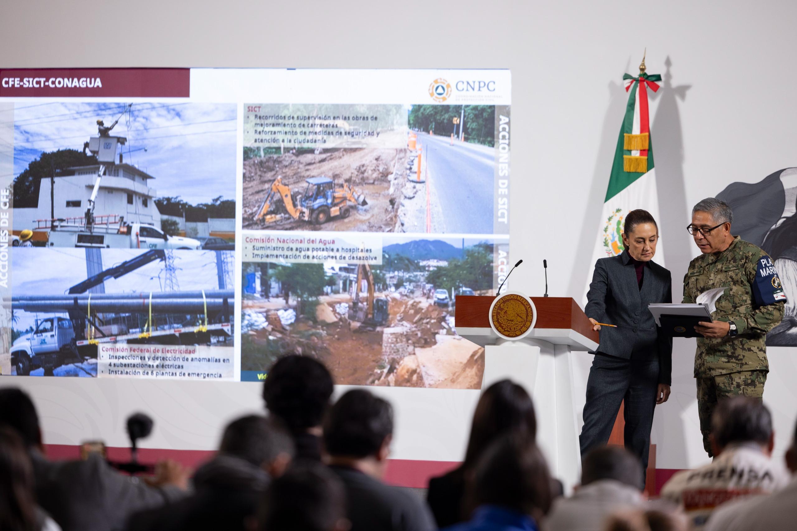 Presidenta Sheinbaum llama a habitantes de costas de Guerrero y Oaxaca a seguir con cautela ante huracán Erick